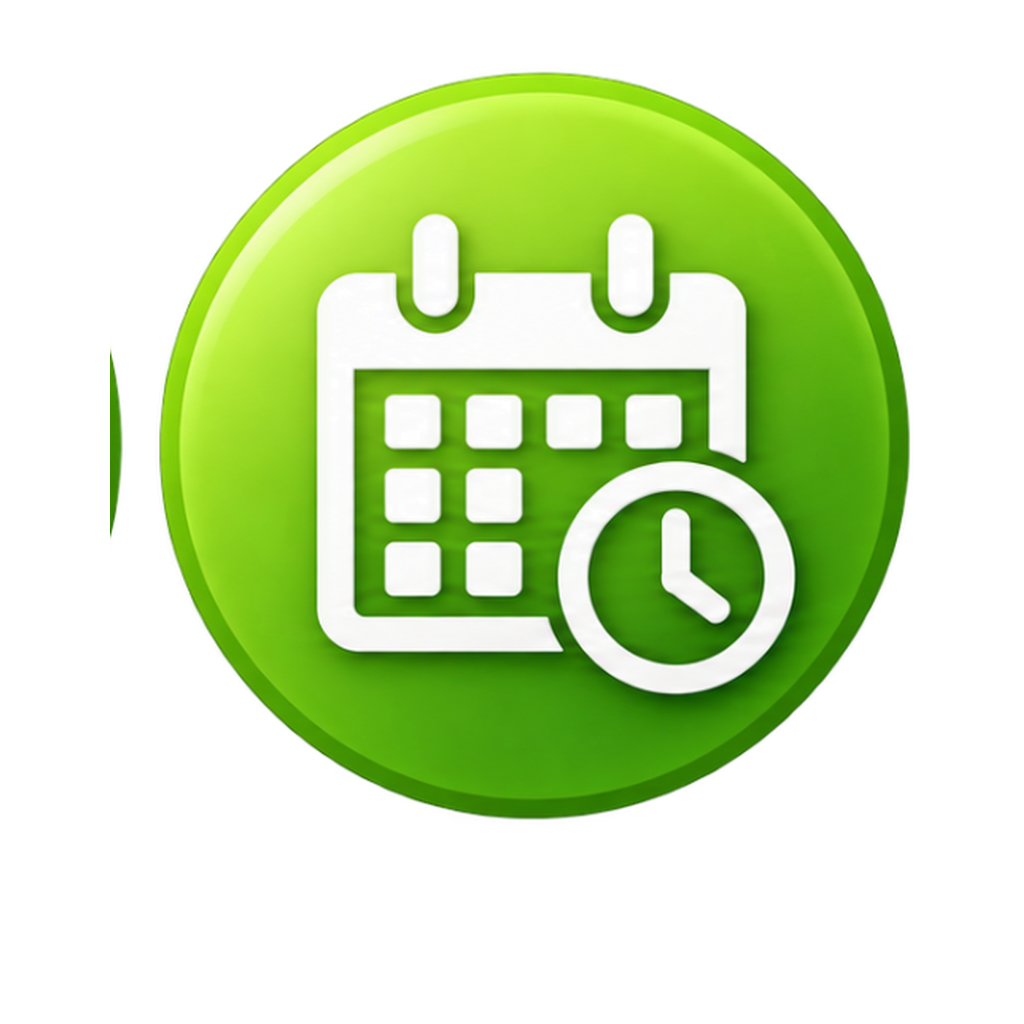 Grünes Kalender-Symbol für termintreue Abläufe